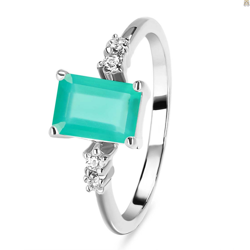 Green Onyx & White Topaz Ring