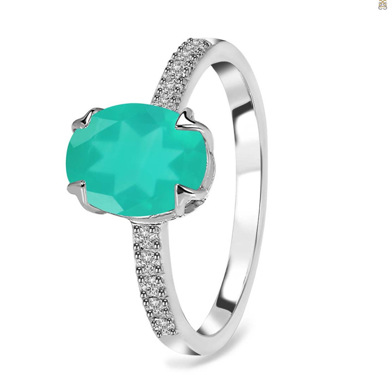Green Onyx & White Topaz Ring