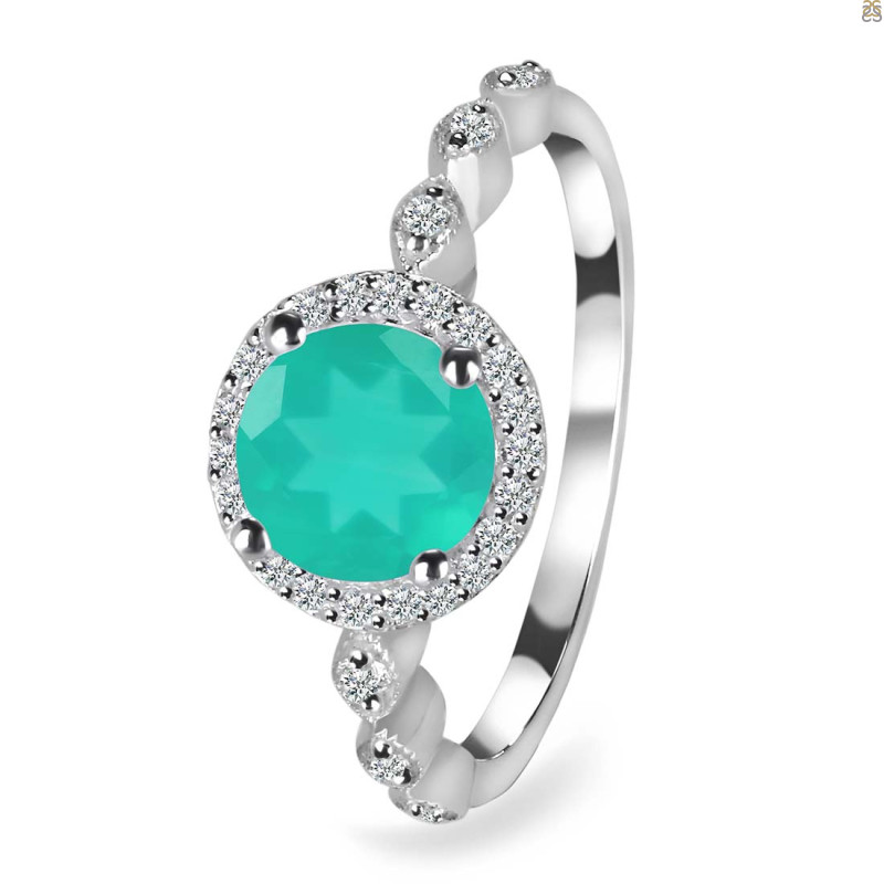 Green Onyx & White Topaz Ring