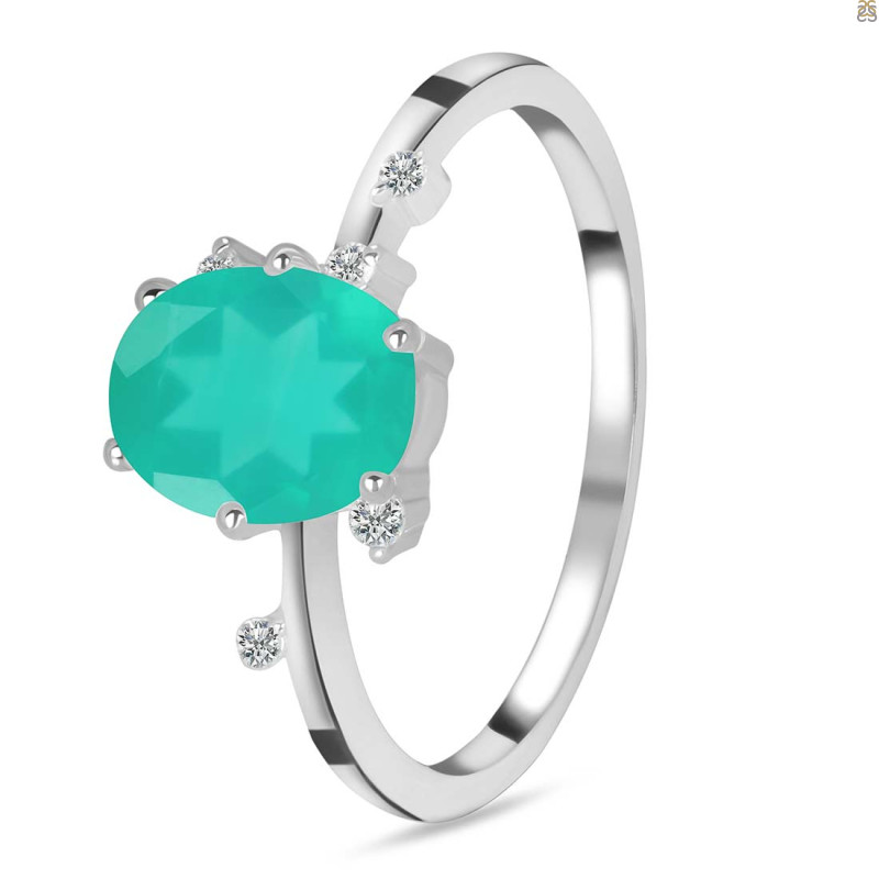 Green Onyx & White Topaz Ring