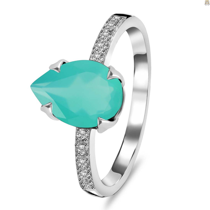 Green Onyx & White Topaz Ring