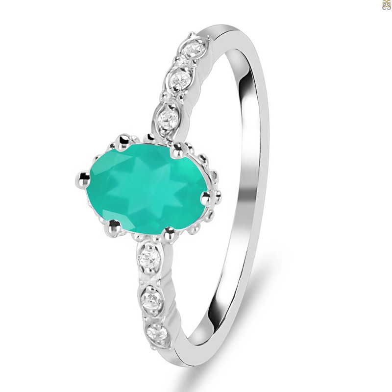 Green Onyx & White Topaz Ring