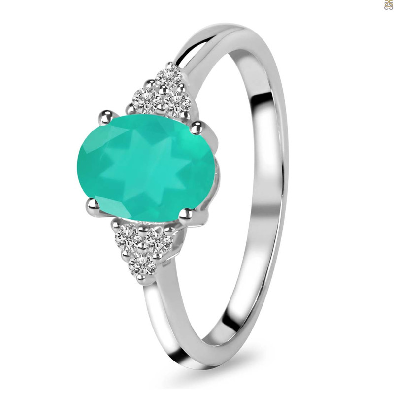Green Onyx & White Topaz Ring