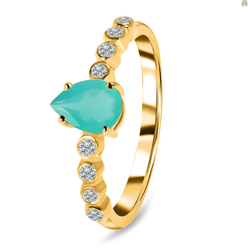 Green Onyx & White Topaz Ring GRO-RR-419D.