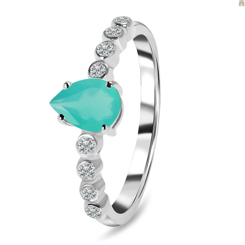 Green Onyx & White Topaz Ring GRO-RR-419D.