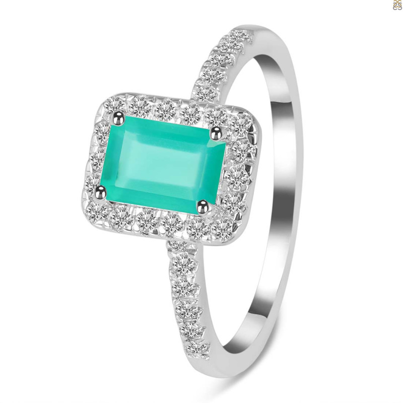 Green Onyx & White Topaz Ring