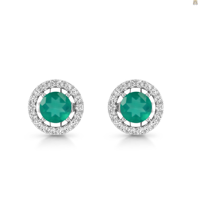 Green Onyx & White Topaz Stud Earring GRO-RDE-985.