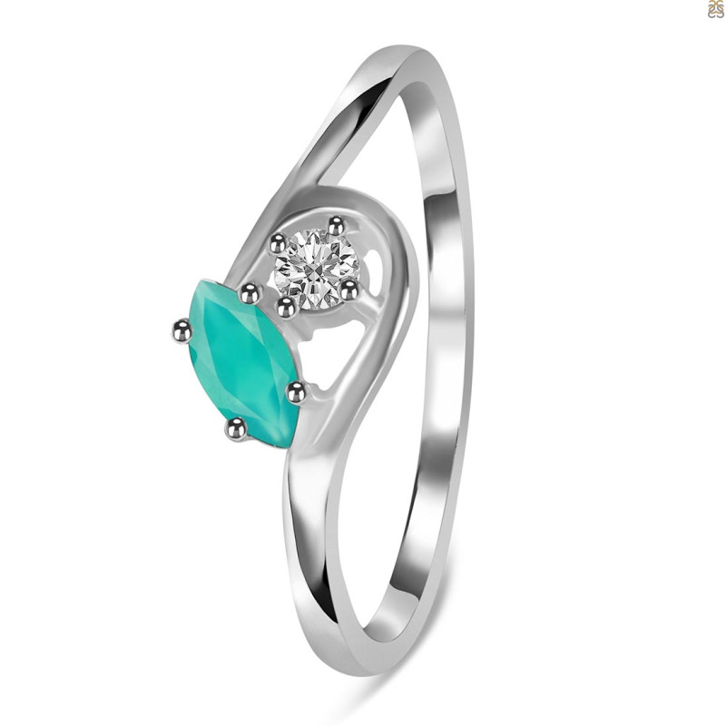 Green Onyx & White Topaz Ring