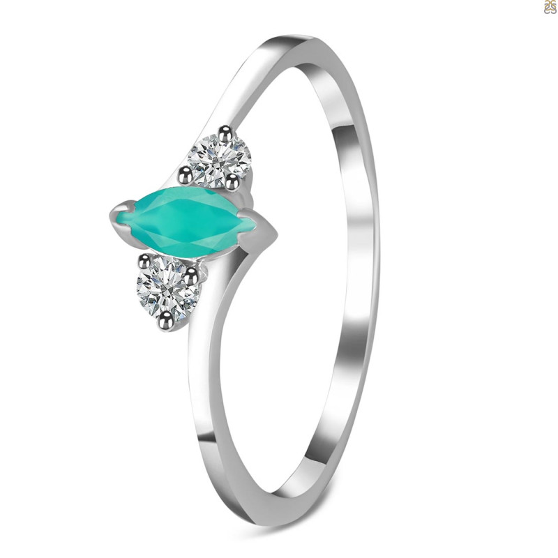 Green Onyx & White Topaz Ring