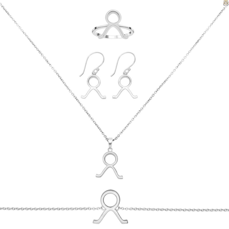 Taurus Zodiac Plain Silver Jewelry Set PS-RDR-3090/RDE-1498/RDB-183/RDC-21.