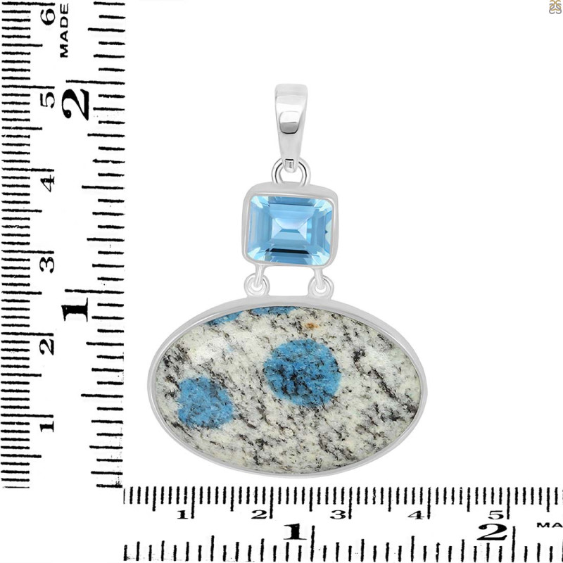 K2 Jasper/Blue Topaz Pendant-2SP K2J-1-118