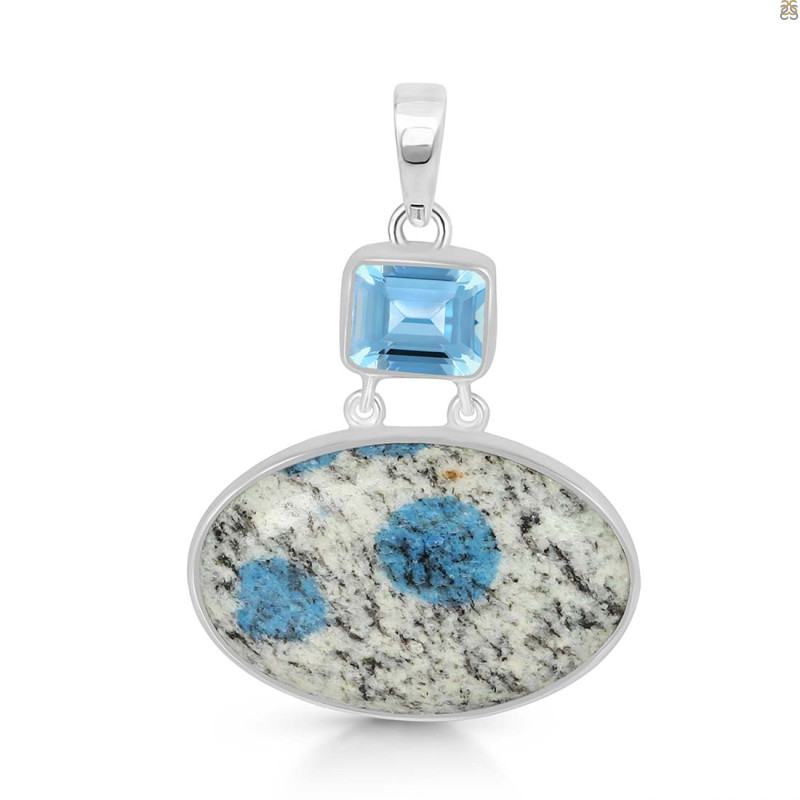 K2 Jasper/Blue Topaz Pendant-2SP K2J-1-118