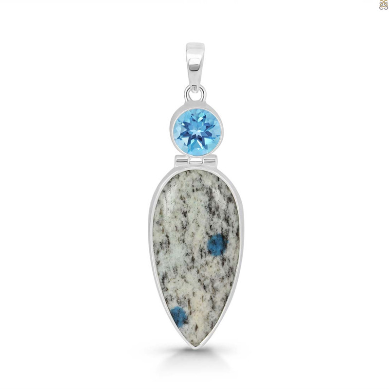 K2 Jasper/Blue Topaz Pendant-2SP K2J-1-121