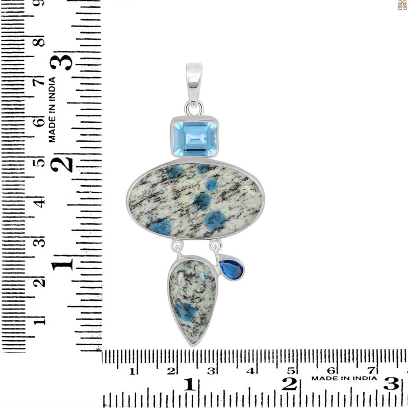 K2 Jasper/Blue Topaz/Kyanite Pendant-2SP K2J-1-129