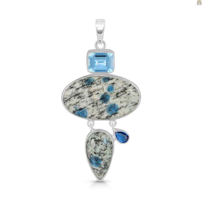 K2 Jasper/Blue Topaz/Kyanite Pendant-2SP K2J-1-129