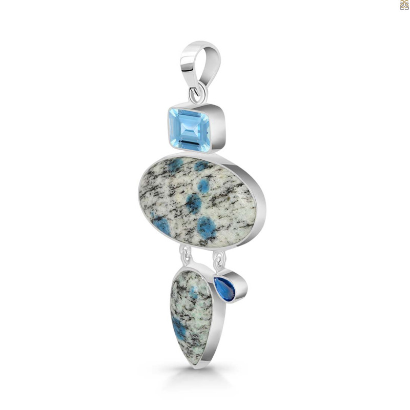 K2 Jasper/Blue Topaz/Kyanite Pendant-2SP K2J-1-129
