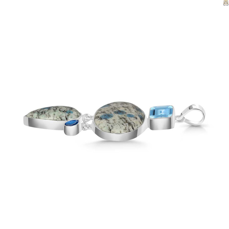 K2 Jasper/Blue Topaz/Kyanite Pendant-2SP K2J-1-129