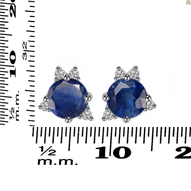 Kyanite & White Topaz Stud Earring KYN-RDE-1260.