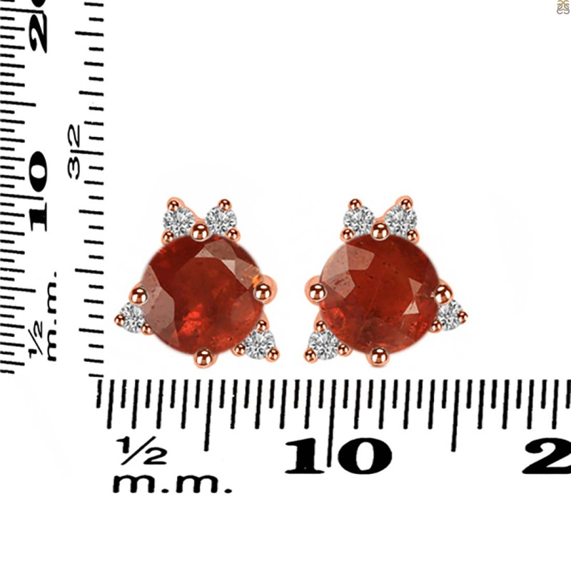 Kyanite (Orange) & White Topaz Stud Earring KYN-RDE-1260-O.