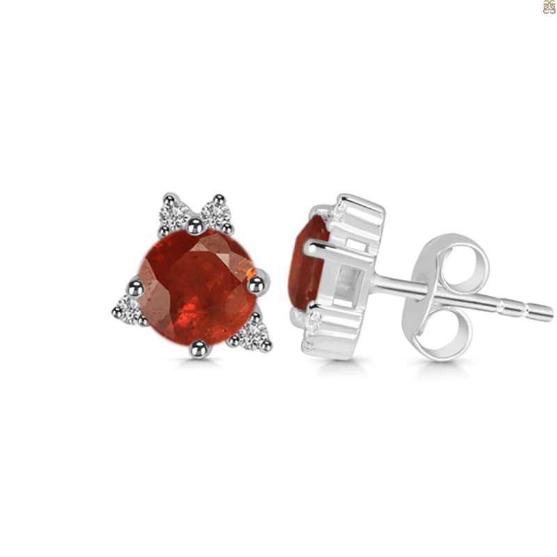 Kyanite (Orange) & White Topaz Stud Earring