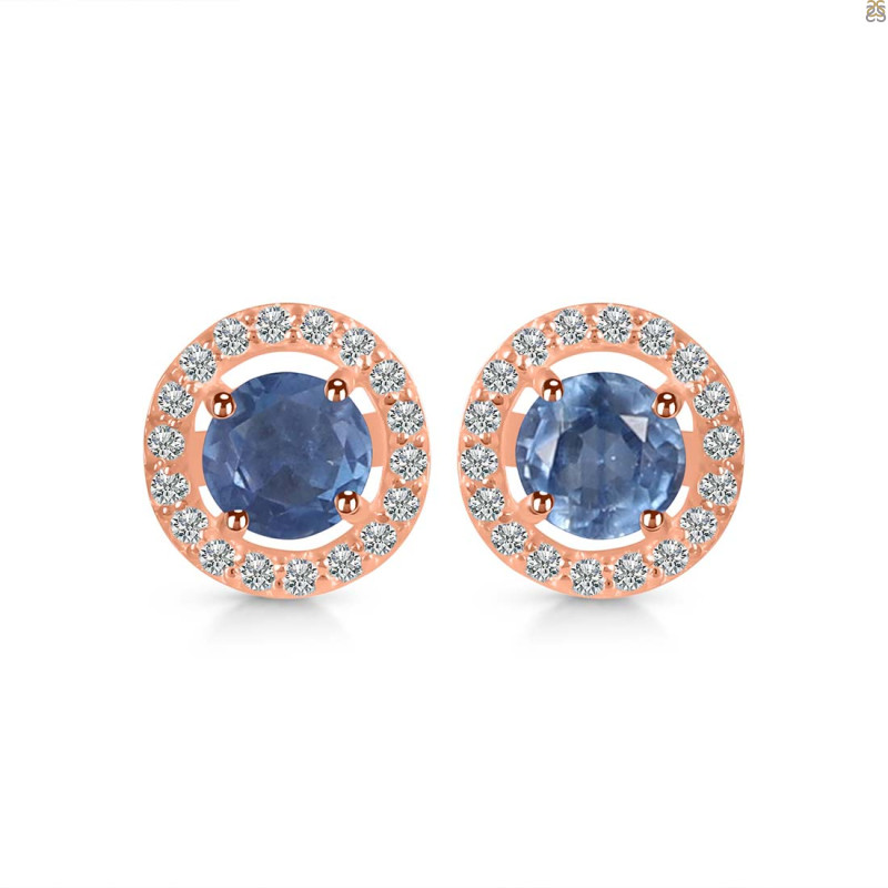 Kyanite & White Topaz Stud Earring KYN-RDE-1003.