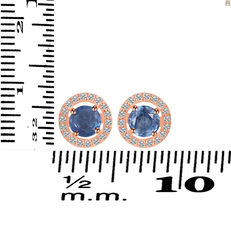 Kyanite & White Topaz Stud Earring KYN-RDE-1003.