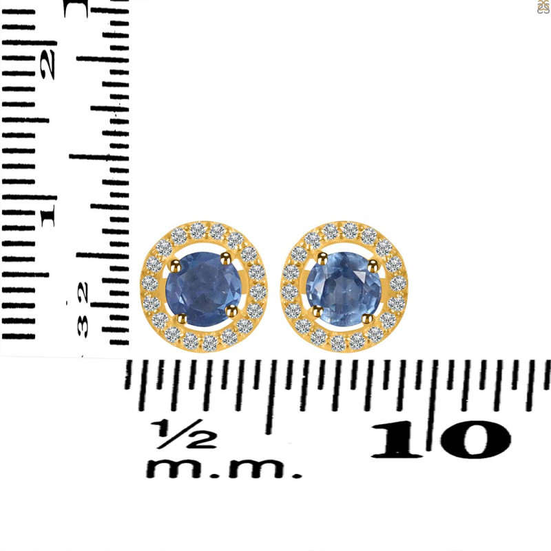 Kyanite & White Topaz Stud Earring KYN-RDE-1003.