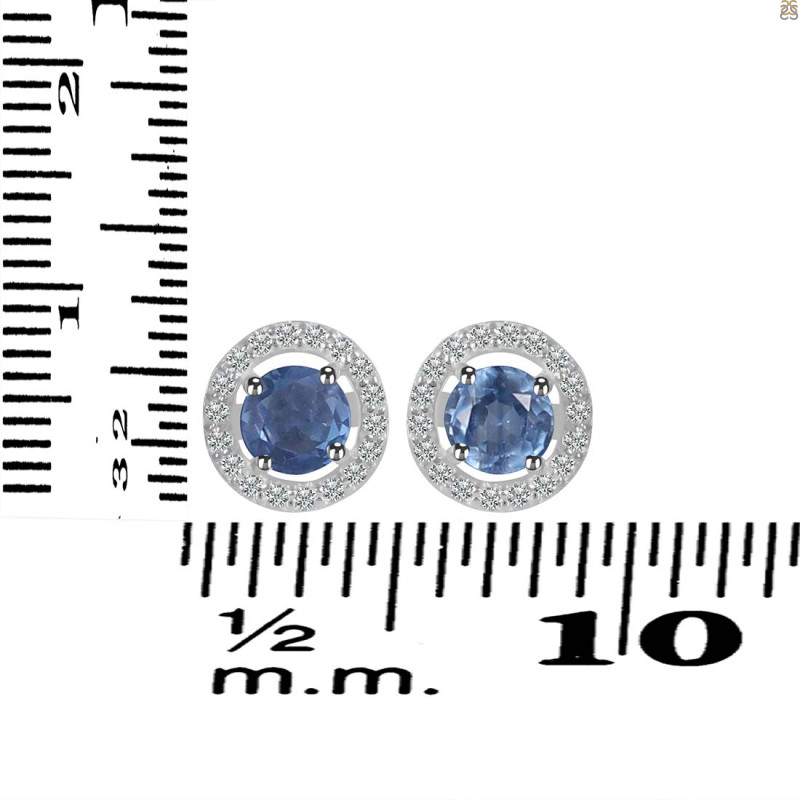 Kyanite & White Topaz Stud Earring KYN-RDE-1003.
