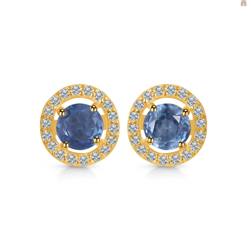 Kyanite & White Topaz Stud Earring KYN-RDE-1003.
