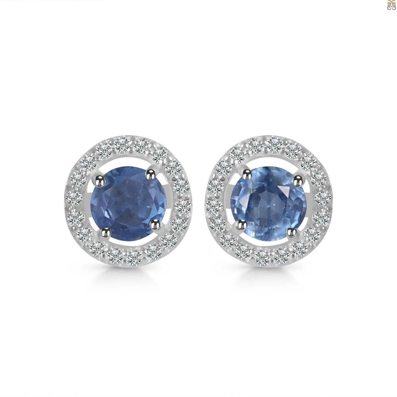 Kyanite & White Topaz Stud Earring KYN-RDE-1003.