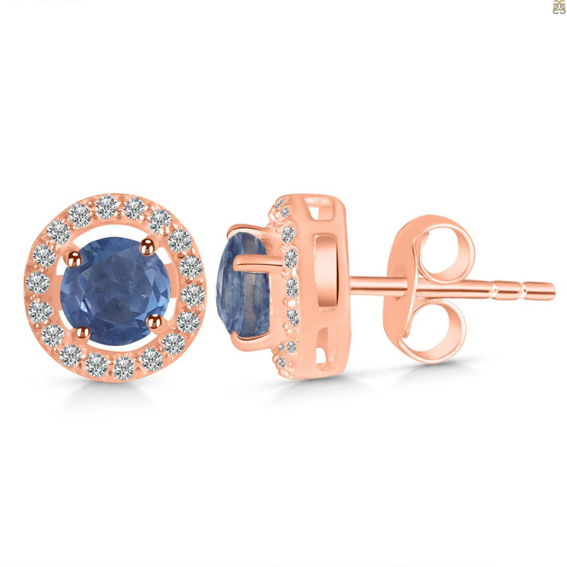 Kyanite & White Topaz Stud Earring KYN-RDE-1003.