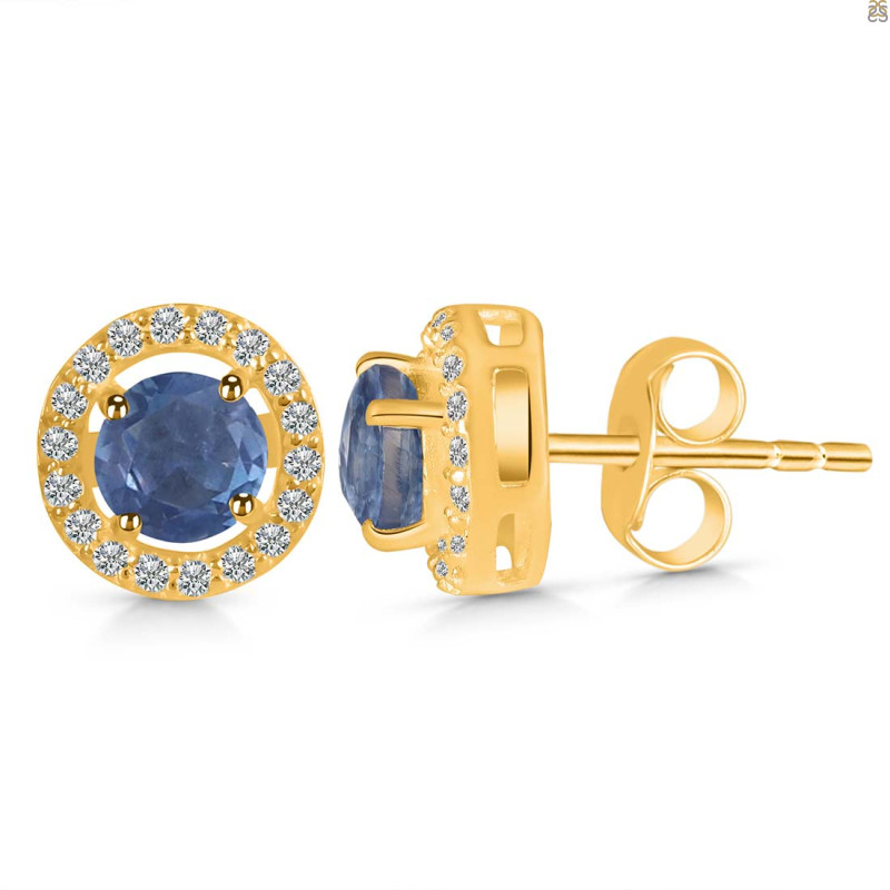 Kyanite & White Topaz Stud Earring KYN-RDE-1003.