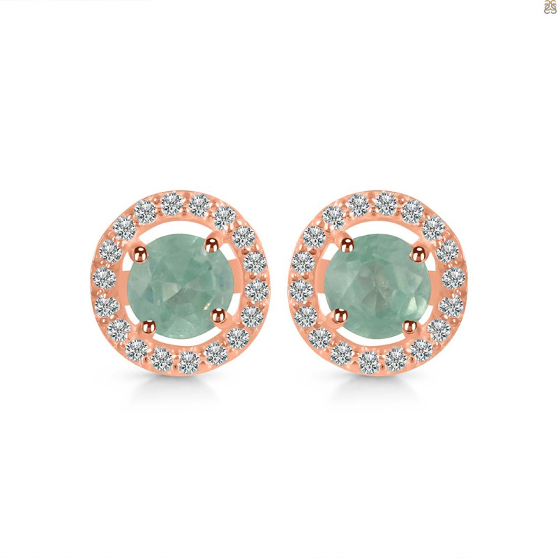 Kyanite (Green) & White Topaz Stud Earring KYN-RDE-1003-G.