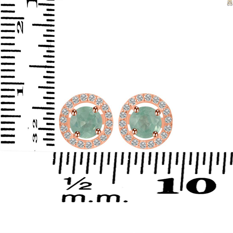 Kyanite (Green) & White Topaz Stud Earring KYN-RDE-1003-G.