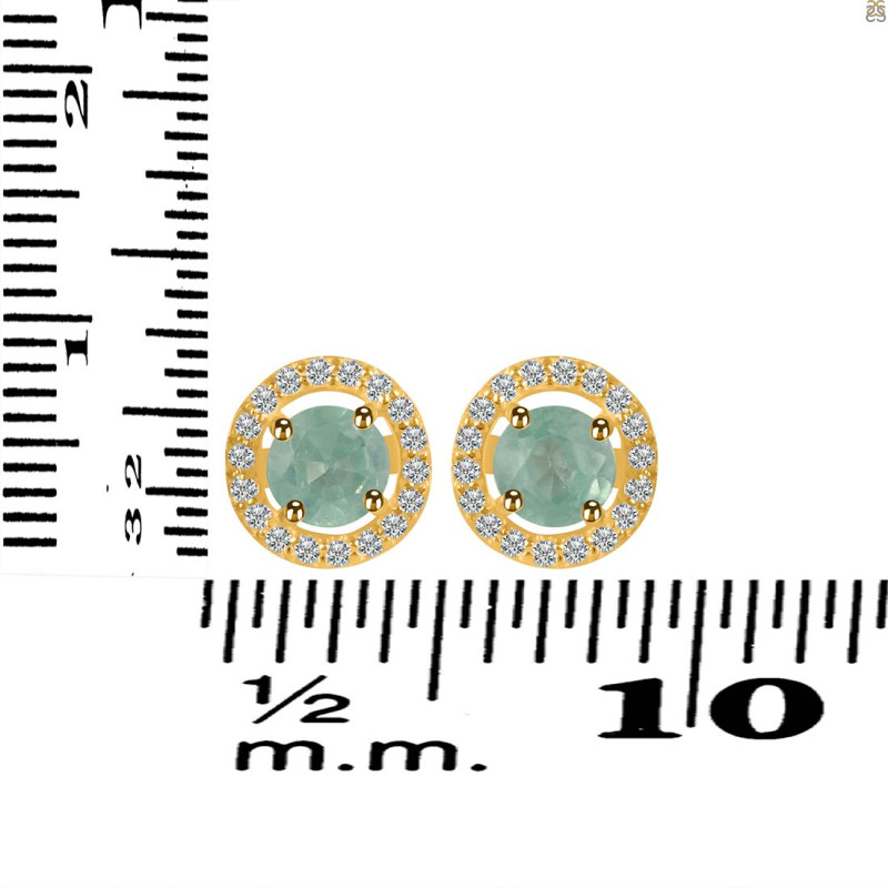Kyanite (Green) & White Topaz Stud Earring KYN-RDE-1003-G.