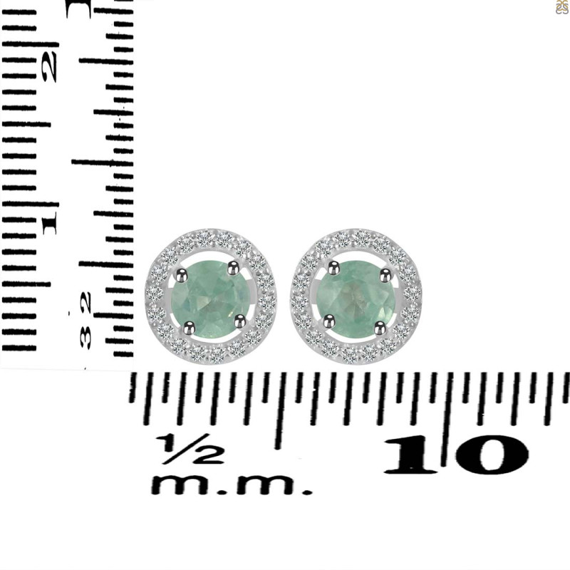 Kyanite (Green) & White Topaz Stud Earring KYN-RDE-1003-G.