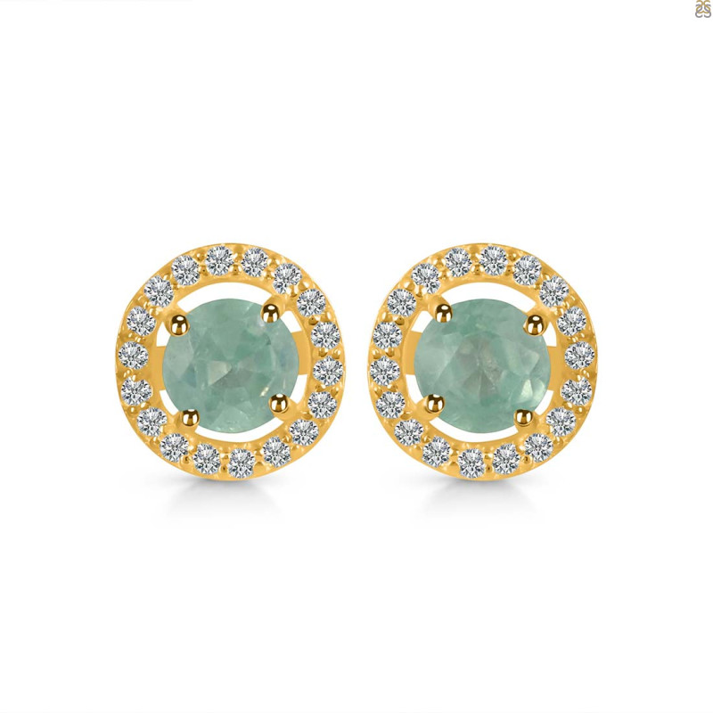 Kyanite (Green) & White Topaz Stud Earring KYN-RDE-1003-G.