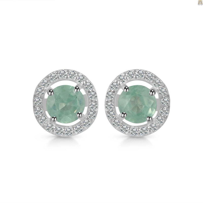 Kyanite (Green) & White Topaz Stud Earring KYN-RDE-1003-G.