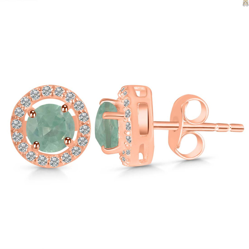 Kyanite (Green) & White Topaz Stud Earring KYN-RDE-1003-G.