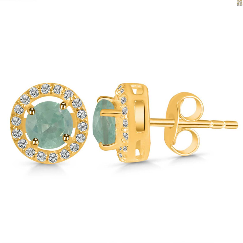 Kyanite (Green) & White Topaz Stud Earring KYN-RDE-1003-G.
