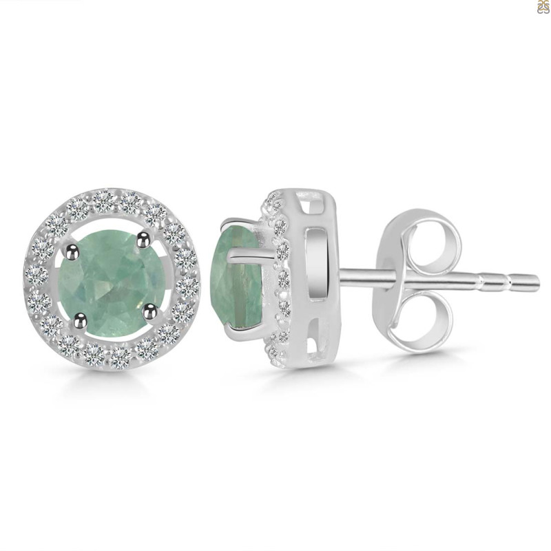 Kyanite (Green) & White Topaz Stud Earring