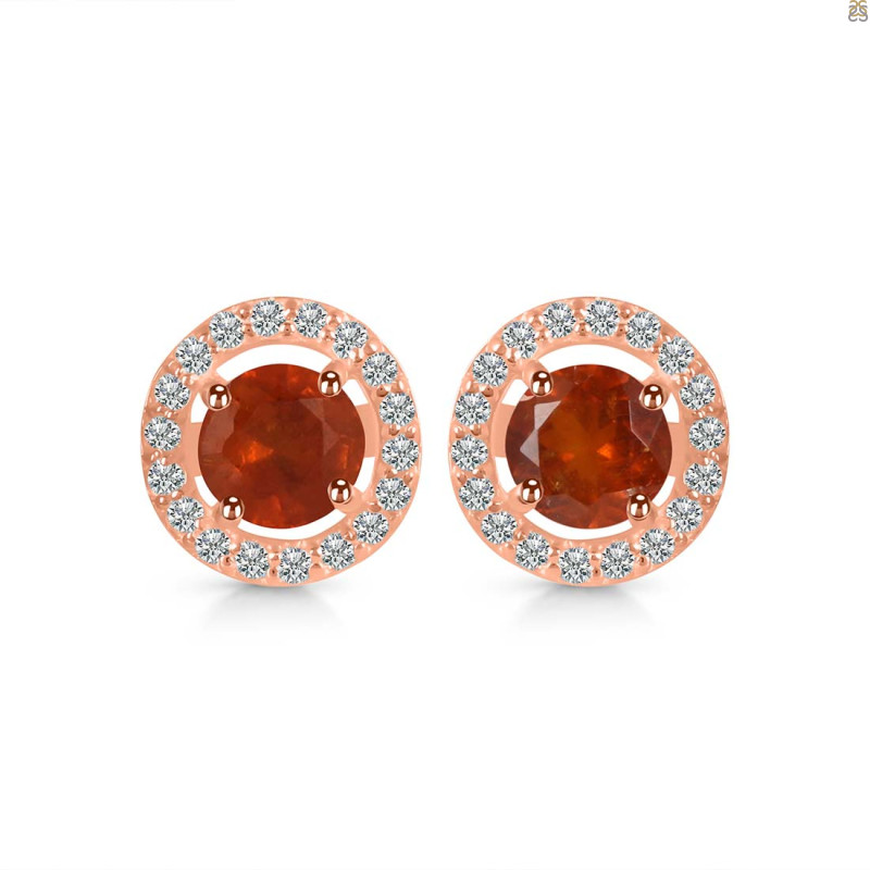 Kyanite (Orange) & White Topaz Stud Earring KYN-RDE-1003-O.