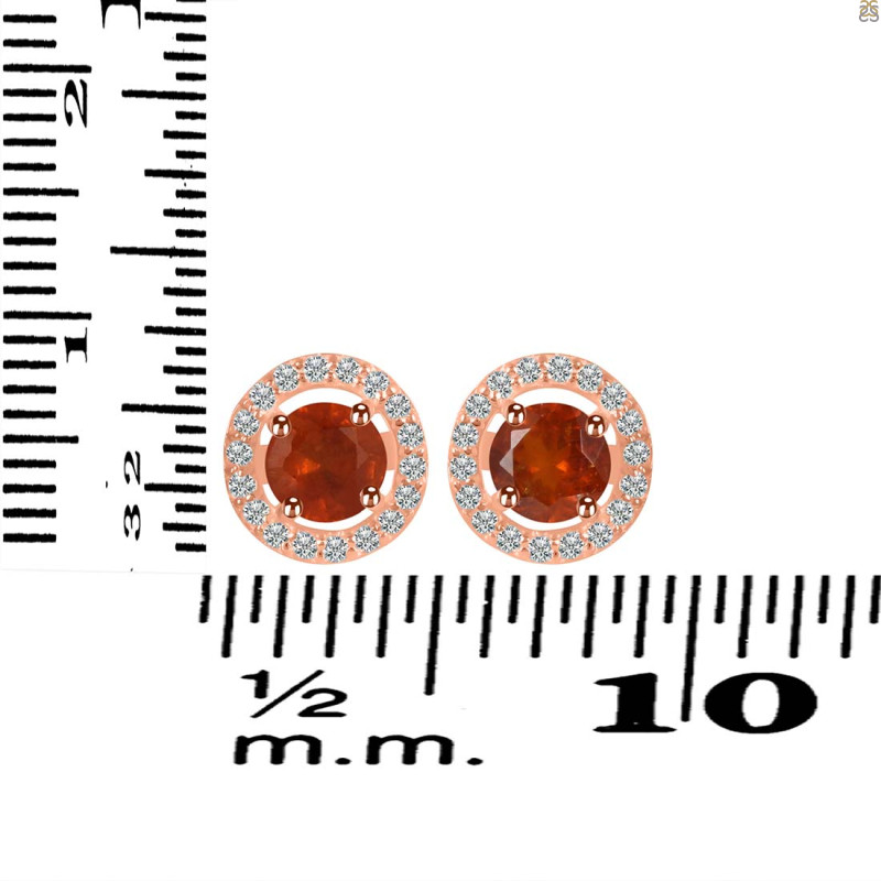 Kyanite (Orange) & White Topaz Stud Earring KYN-RDE-1003-O.