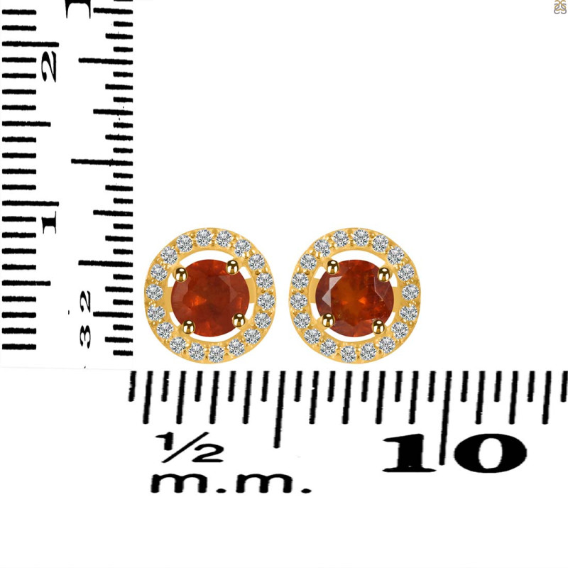 Kyanite (Orange) & White Topaz Stud Earring KYN-RDE-1003-O.