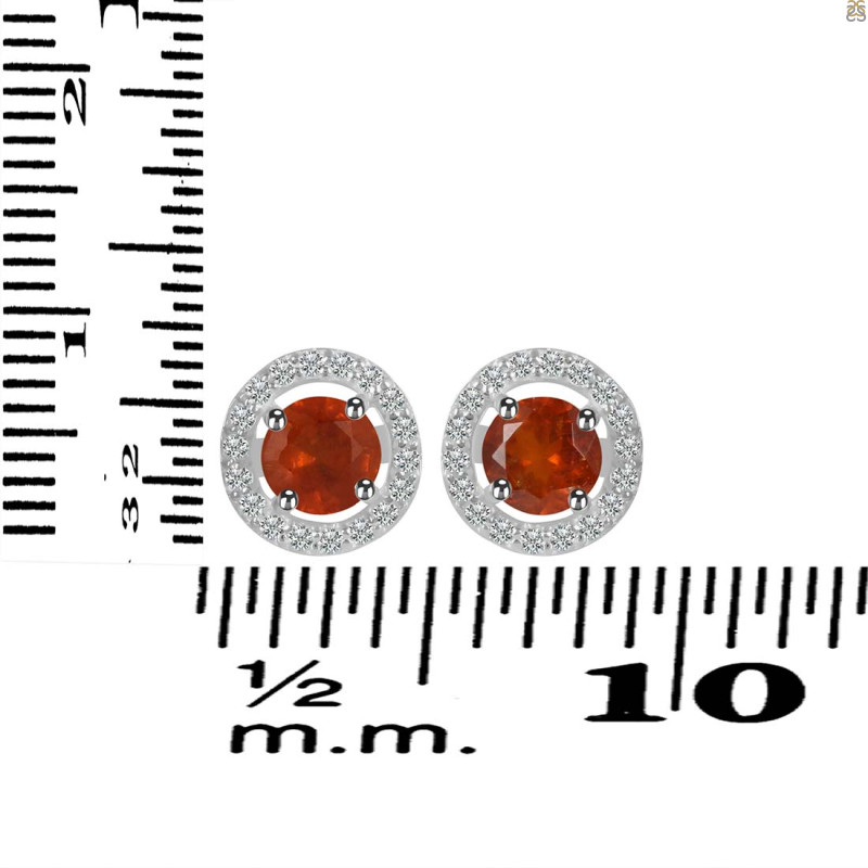 Kyanite (Orange) & White Topaz Stud Earring KYN-RDE-1003-O.