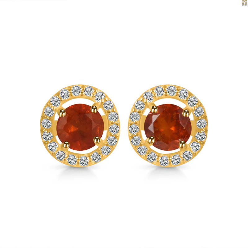 Kyanite (Orange) & White Topaz Stud Earring KYN-RDE-1003-O.