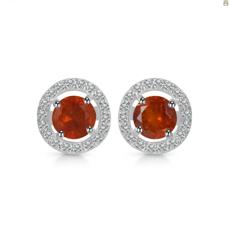 Kyanite (Orange) & White Topaz Stud Earring KYN-RDE-1003-O.
