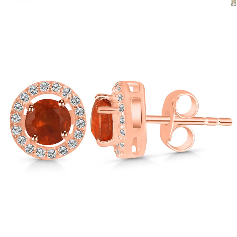 Kyanite (Orange) & White Topaz Stud Earring KYN-RDE-1003-O.
