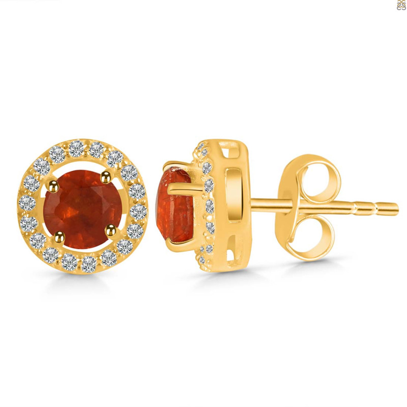 Kyanite (Orange) & White Topaz Stud Earring KYN-RDE-1003-O.