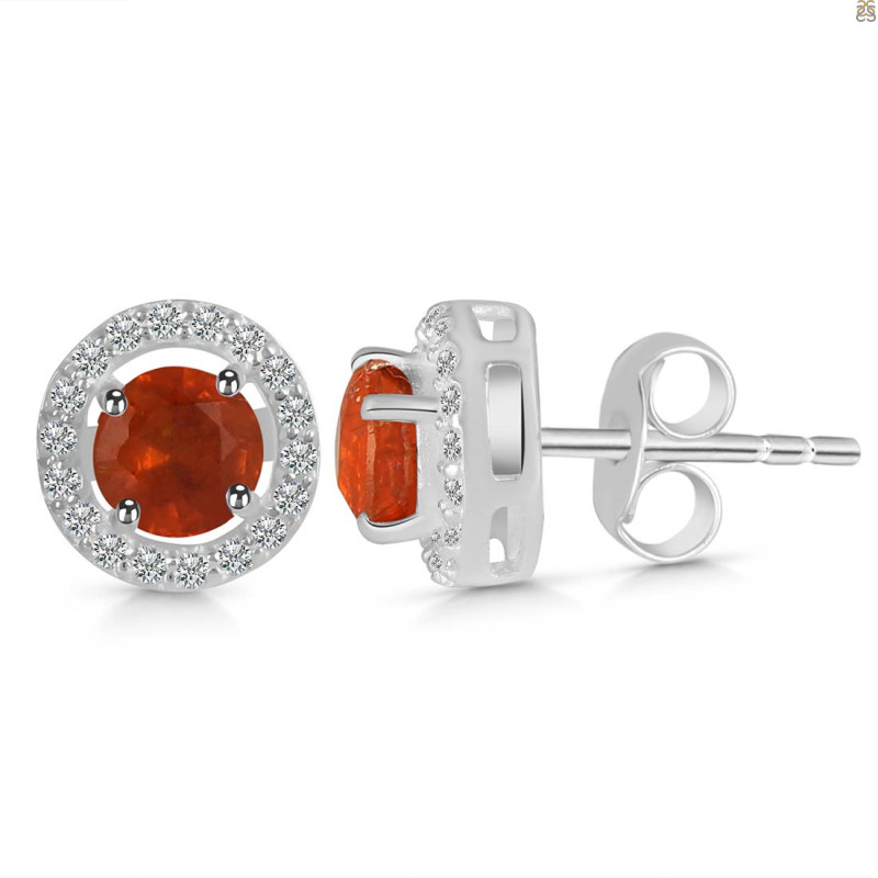 Kyanite (Orange) & White Topaz Stud Earring